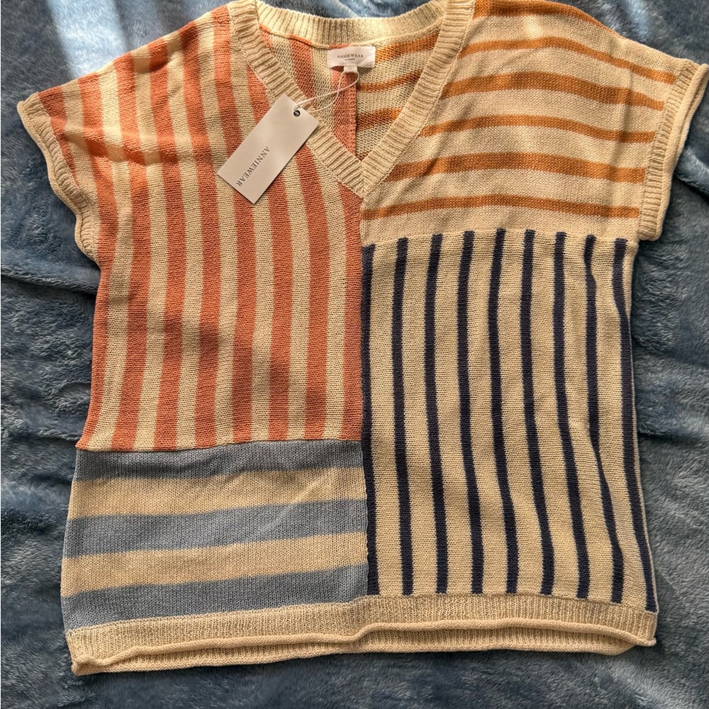 Annie Striped Knit Top in Cream and Orange